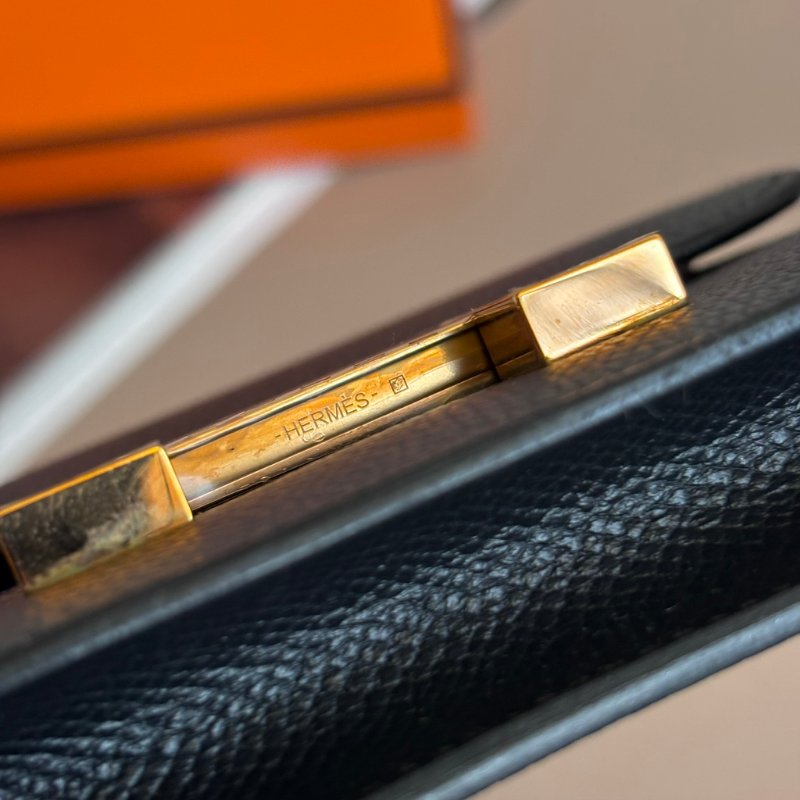 ::HERMES:: Constace Slim 黑 x 玫金 錢包 手拿包 腰包-25
