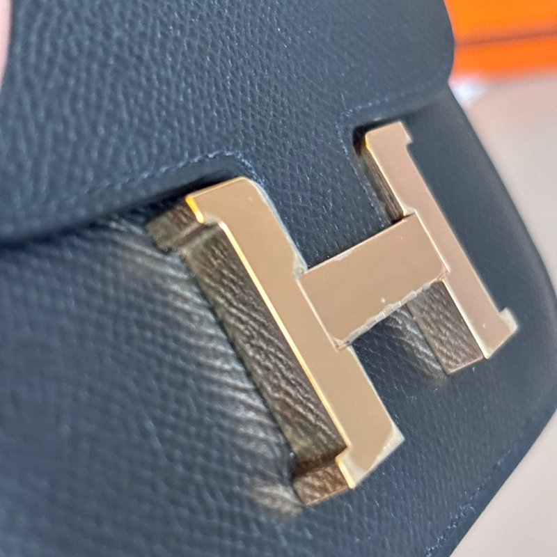 ::HERMES:: Constace Slim 黑 x 玫金 錢包 手拿包 腰包-26