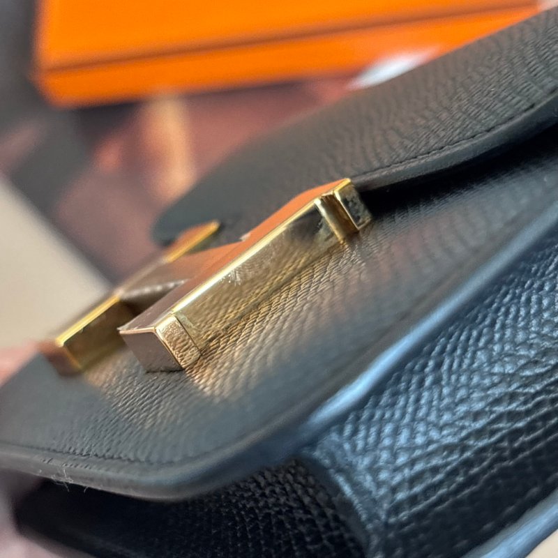 ::HERMES:: Constace Slim 黑 x 玫金 錢包 手拿包 腰包-27
