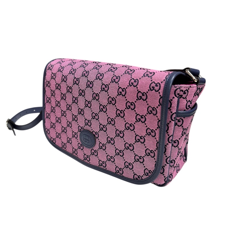 Gucci 66443 緹花布傳統花斜揹袋-1