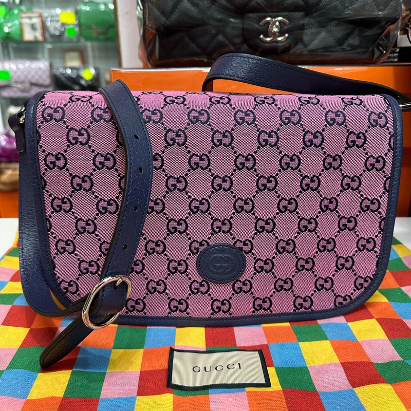 Gucci 66443 緹花布傳統花斜揹袋-10