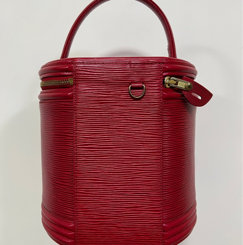 中古Louis Vuitton Epi Cannes 紅色手提包化妝袋收藏品-6