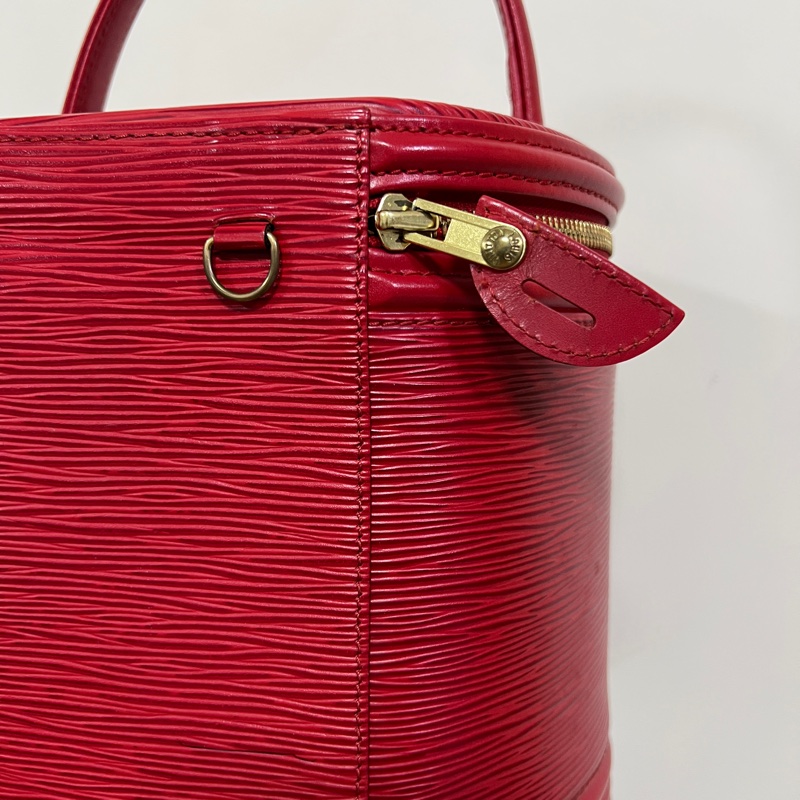 中古Louis Vuitton Epi Cannes 紅色手提包化妝袋收藏品-14