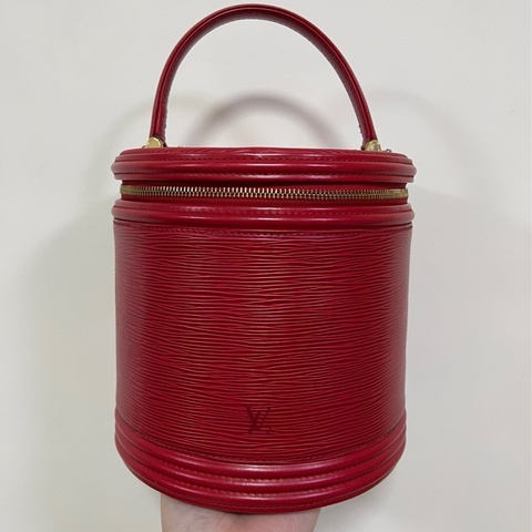 中古Louis Vuitton Epi Cannes 紅色手提包化妝袋收藏品