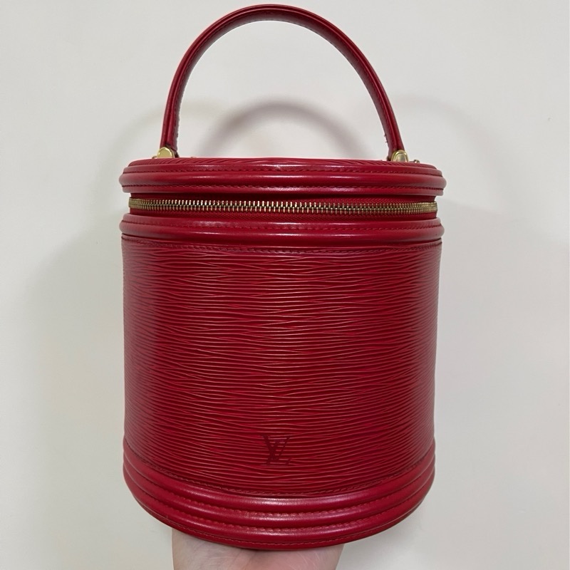 中古Louis Vuitton Epi Cannes 紅色手提包化妝袋收藏品-0