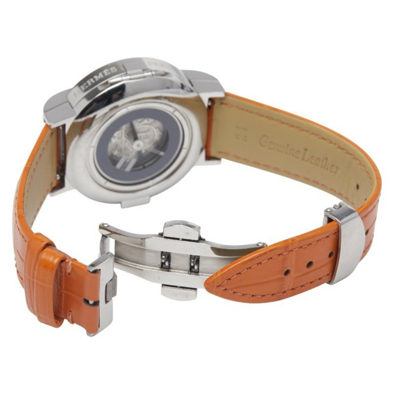 Hermès Nomade 指南針錶帶(非 OEM)手錶編號 2.910 動能白色錶盤不鏽鋼男 HERMES-2