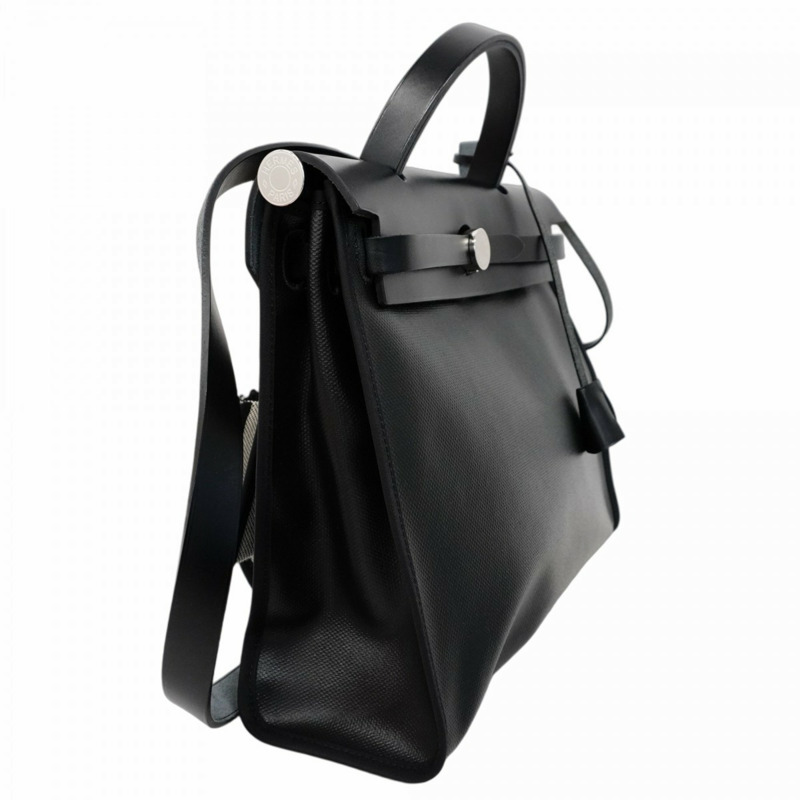 Hermes Hermès Airbag Zip PM 手提包,Toile H Berline,黑色,K 印章,女士兩用包-1