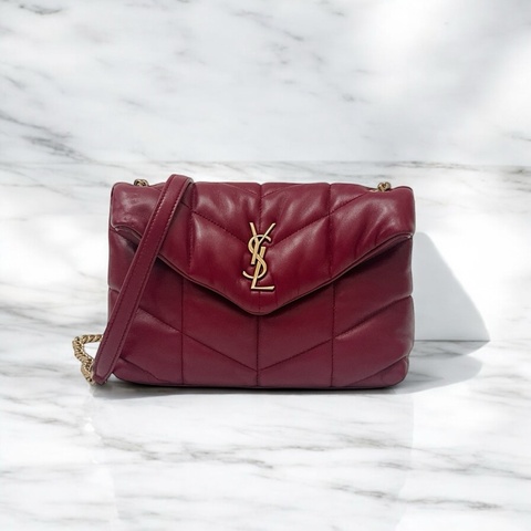 莉亞精品♡ Ysl 酒紅雲朵包 二手美包