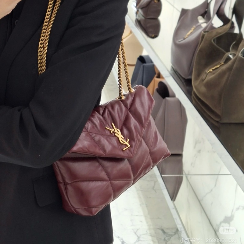莉亞精品♡ Ysl 酒紅雲朵包 二手美包-1