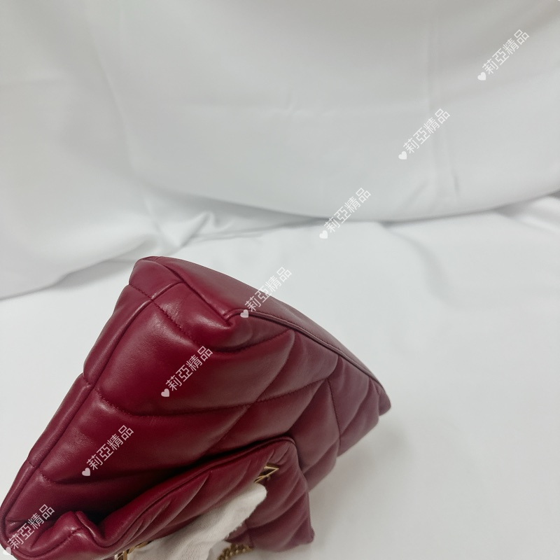 莉亞精品♡ Ysl 酒紅雲朵包 二手美包-8