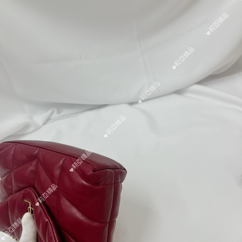 莉亞精品♡ Ysl 酒紅雲朵包 二手美包-9