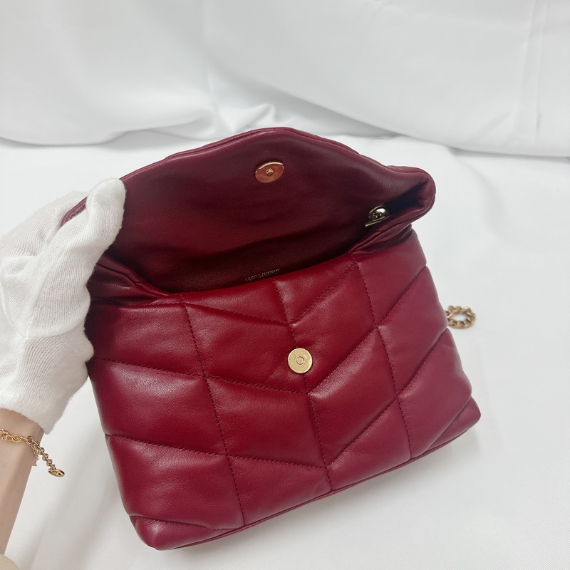 莉亞精品♡ Ysl 酒紅雲朵包 二手美包-12