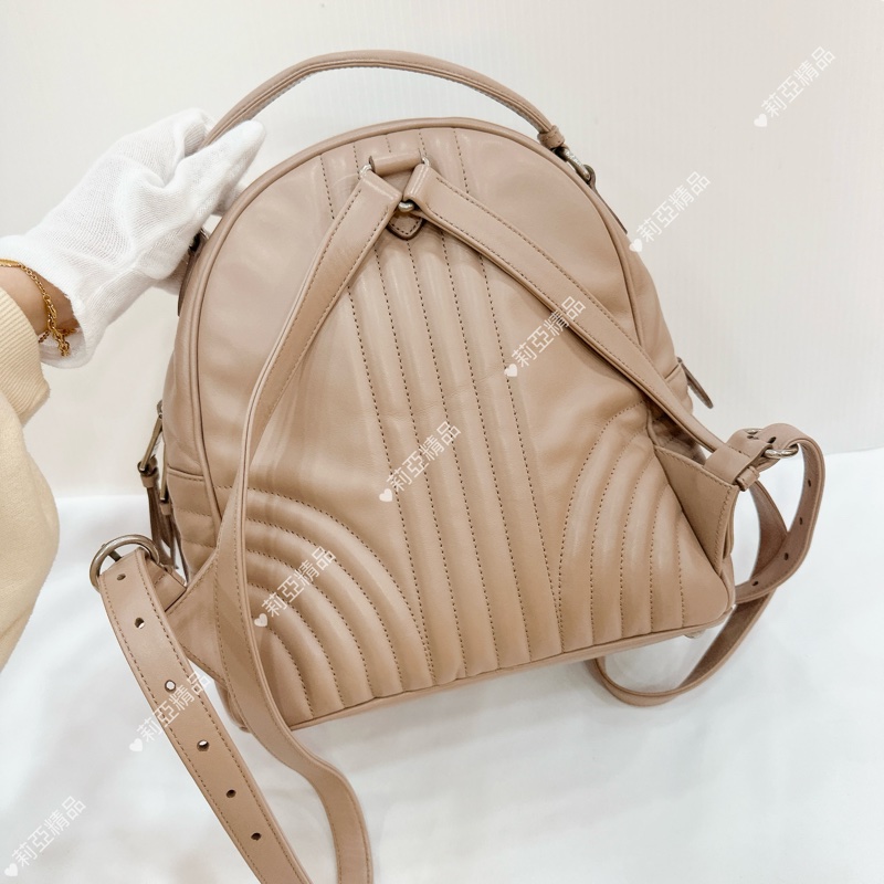 莉亞精品♡ Prada 後背包 奶茶色 二手美包-3
