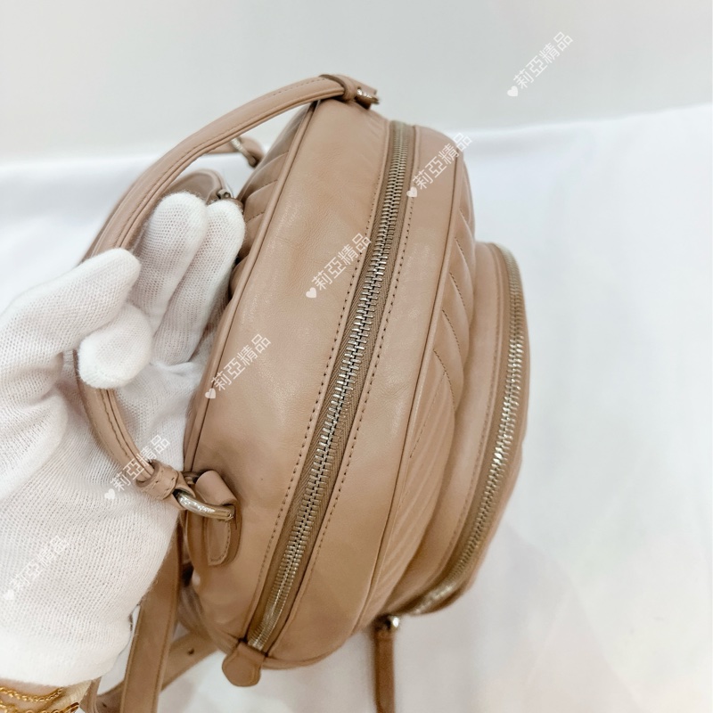 莉亞精品♡ Prada 後背包 奶茶色 二手美包-5