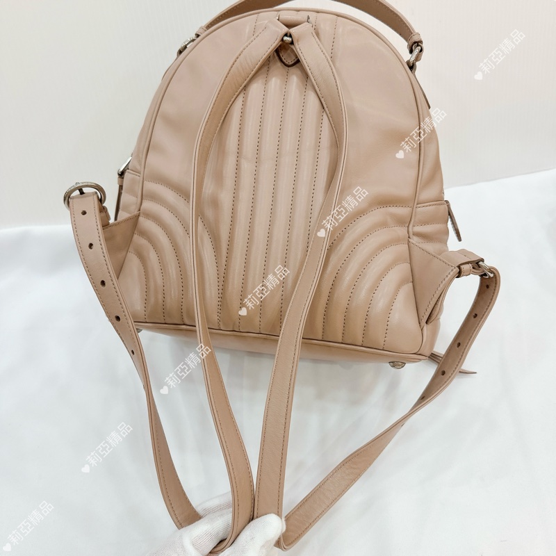 莉亞精品♡ Prada 後背包 奶茶色 二手美包-12
