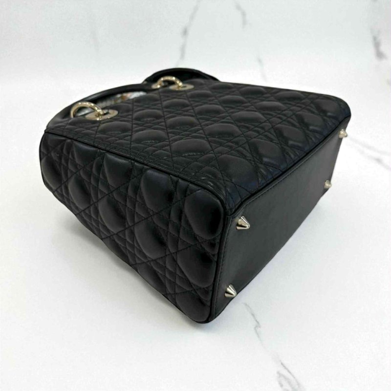 Dior-5X5格洋皮黛妃包 黑色+單條TWILLY-2