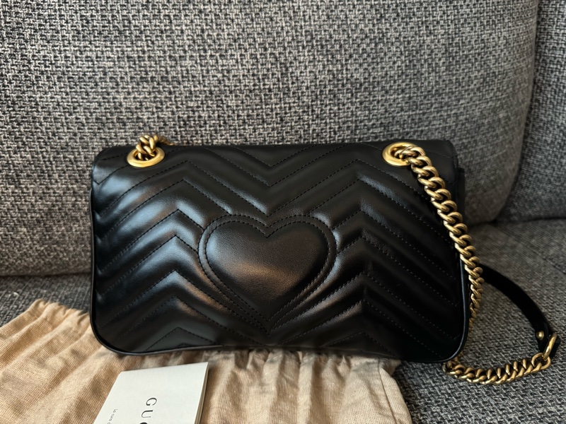 Gucci - 黑色GG MARMONT 黑金中號26肩背包(全新購入一手包)-1