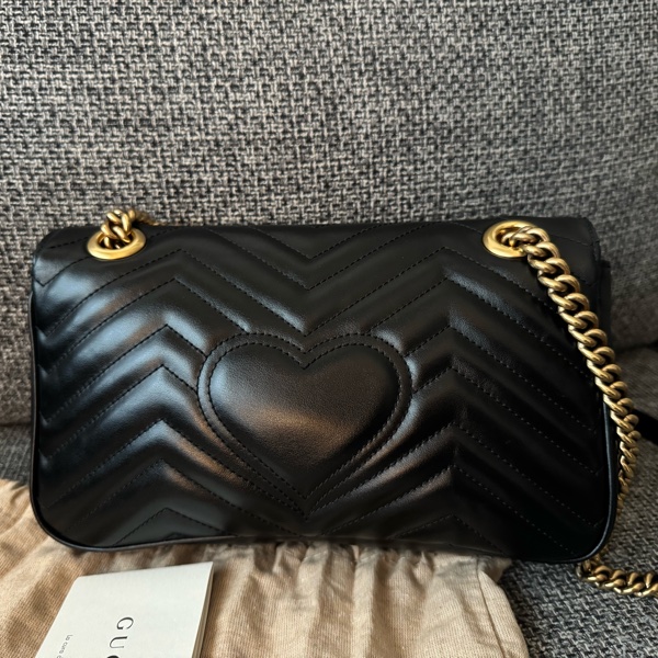 Gucci - 黑色GG MARMONT 黑金中號26肩背包(全新購入一手包)-6