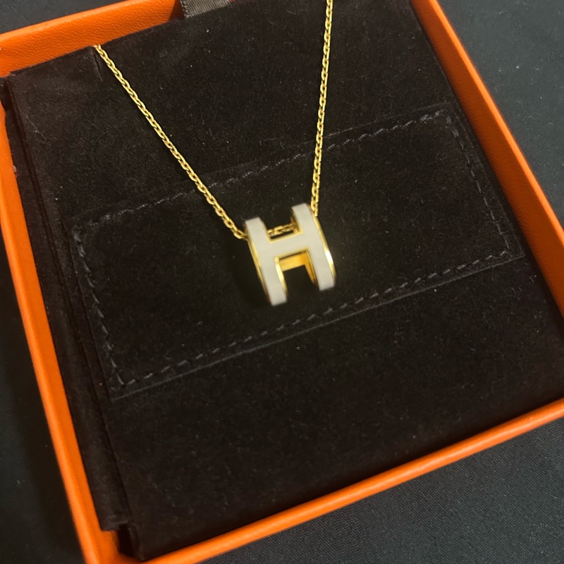 Hermes 愛馬仕 POP H奶茶色項鍊-0