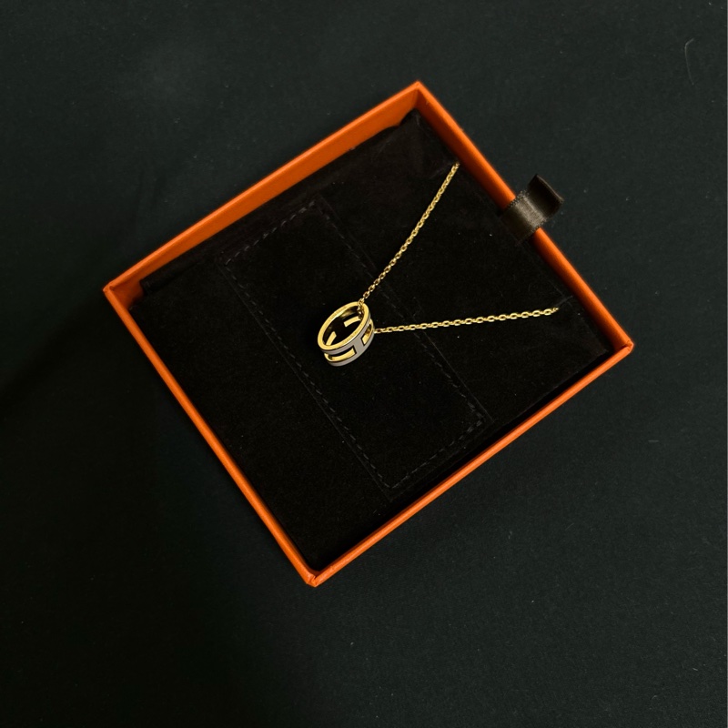 Hermes 愛馬仕 POP H奶茶色項鍊-3