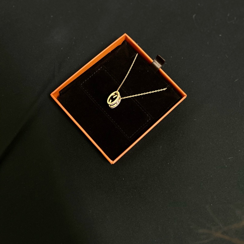 Hermes 愛馬仕 POP H奶茶色項鍊-10
