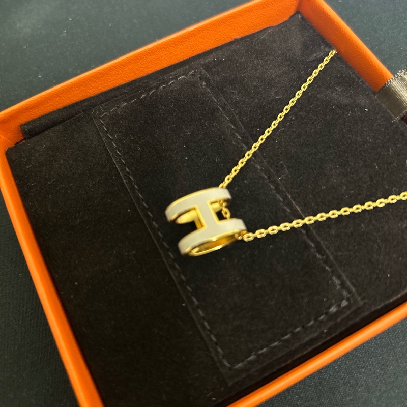 Hermes 愛馬仕 POP H奶茶色項鍊-12