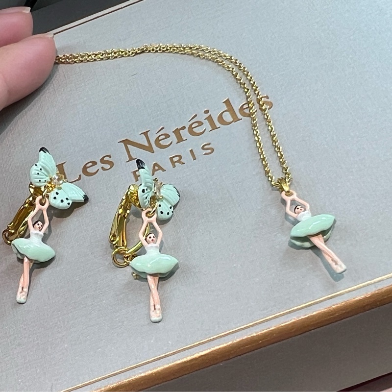 🦋Les Nereides 湖粉綠迷你芭蕾 項鍊-4