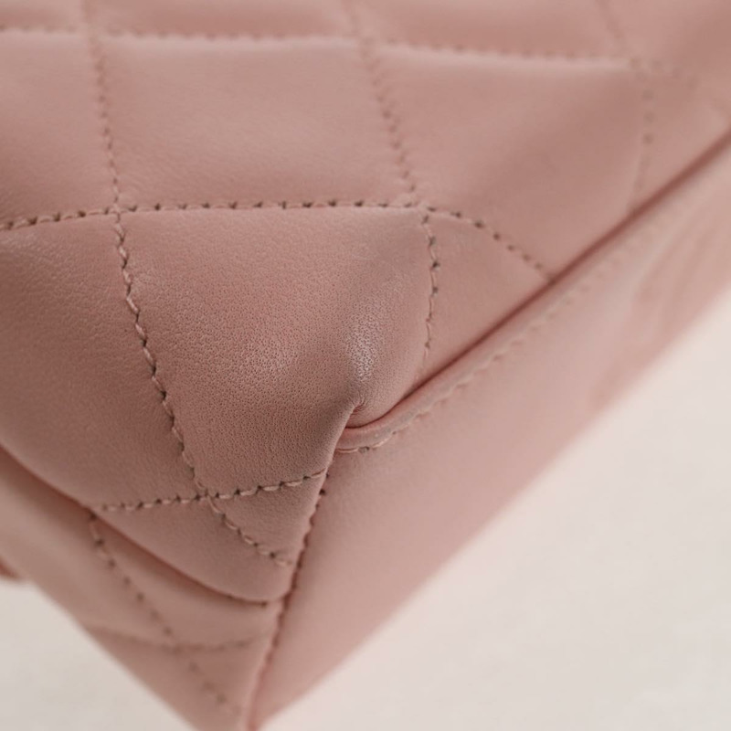 【日本直送】香奈兒 Matelasse 山茶花鏈單肩包 皮革 粉紅金 CC 正品 144882V-13