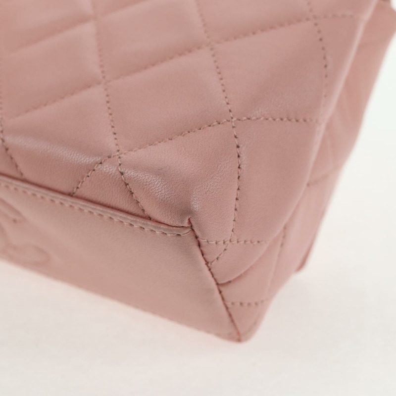 【日本直送】香奈兒 Matelasse 山茶花鏈單肩包 皮革 粉紅金 CC 正品 144882V-14