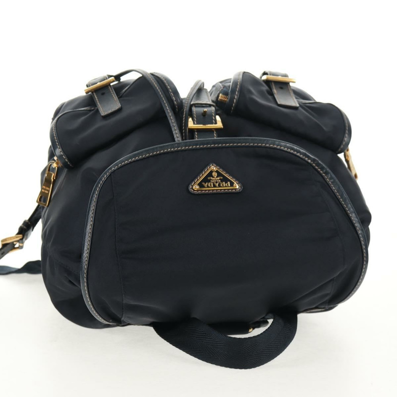 【日本直送】PRADA 背包尼龍海軍藍金色正品 144874M-5