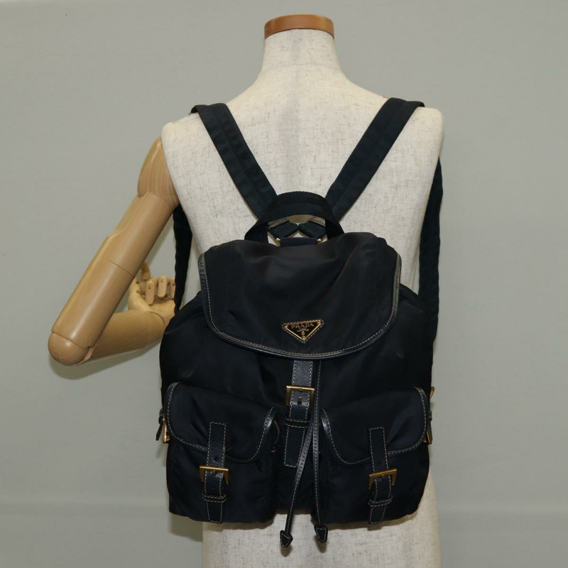 【日本直送】PRADA 背包尼龍海軍藍金色正品 144874M-30