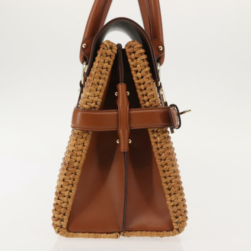 【日本直送】Salvatore Ferragamo Gancini 手提包 藤條 米色 金色 正品 145326-4