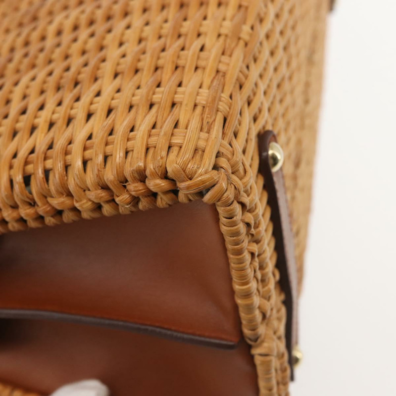【日本直送】Salvatore Ferragamo Gancini 手提包 藤條 米色 金色 正品 145326-9