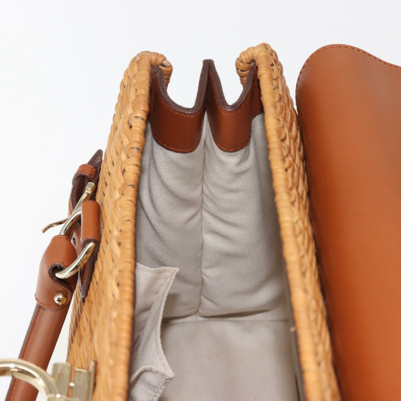 【日本直送】Salvatore Ferragamo Gancini 手提包 藤條 米色 金色 正品 145326-18