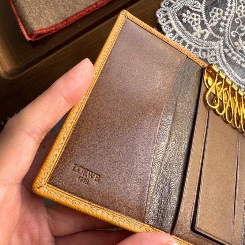 Vintage Loewe 荔枝皮鑰匙包+卡夾 keychain holder 鎖匙包-11