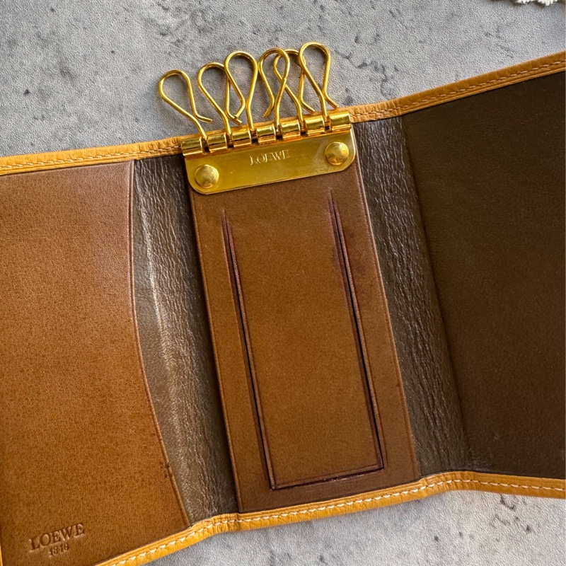 Vintage Loewe 荔枝皮鑰匙包+卡夾 keychain holder 鎖匙包-12
