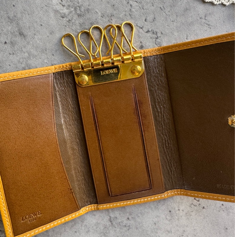 Vintage Loewe 荔枝皮鑰匙包+卡夾 keychain holder 鎖匙包-13