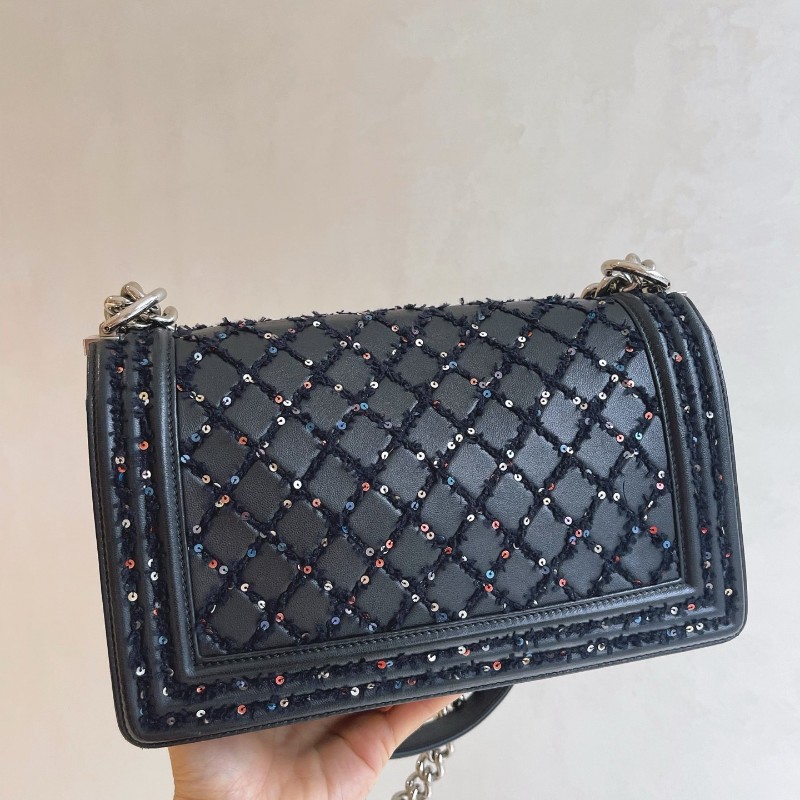 Chanel香奈兒 菱格紋亮片 Leboy中號 25cm-2