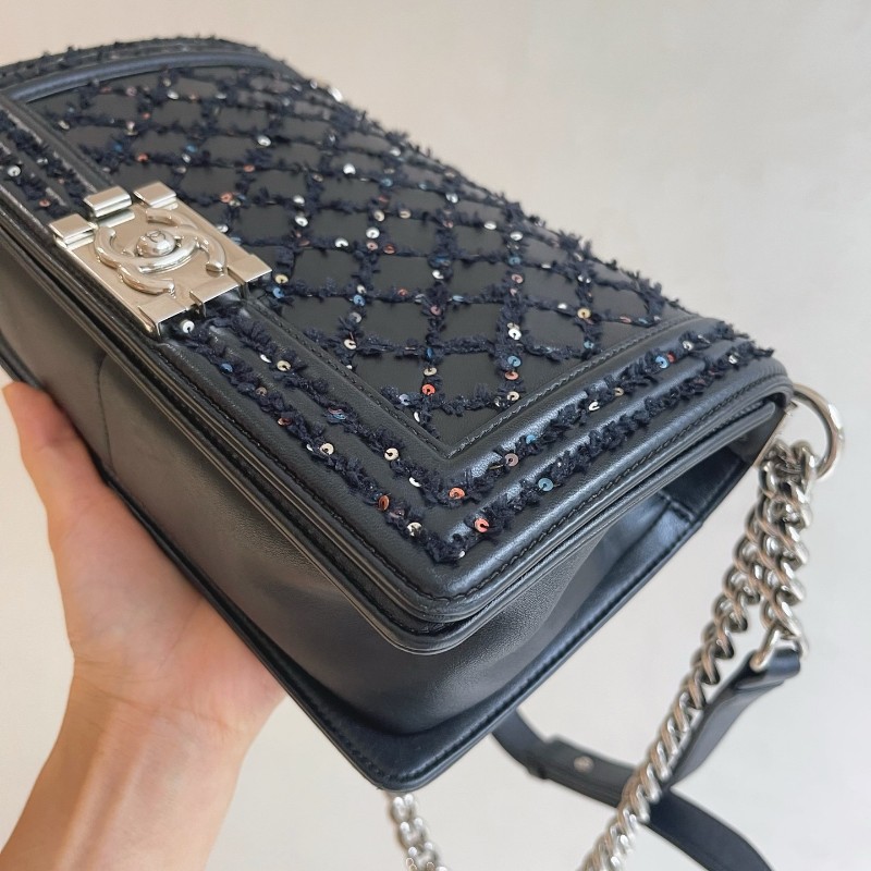 Chanel香奈兒 菱格紋亮片 Leboy中號 25cm-3