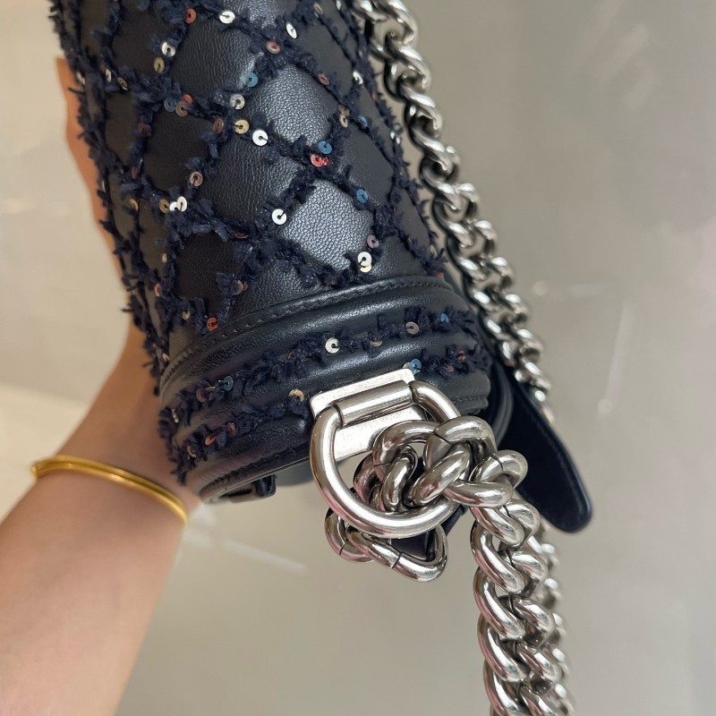 Chanel香奈兒 菱格紋亮片 Leboy中號 25cm-10