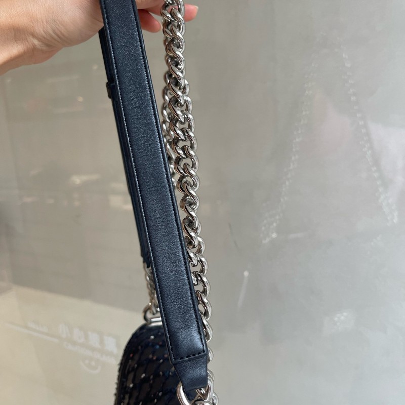 Chanel香奈兒 菱格紋亮片 Leboy中號 25cm-12