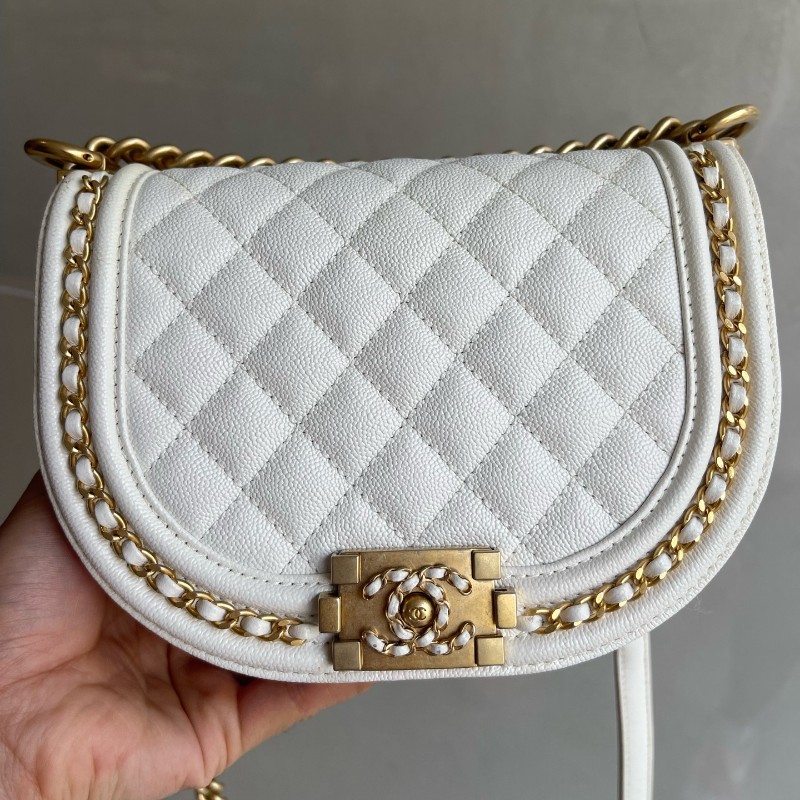 Chanel香奈兒23P 白金Leboy 馬鞍包 晶片款 肩背包斜背包-7
