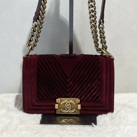 Chanel 香奈兒 ❤️絕美紅絲絨 Leboy 小號 肩背包斜背包