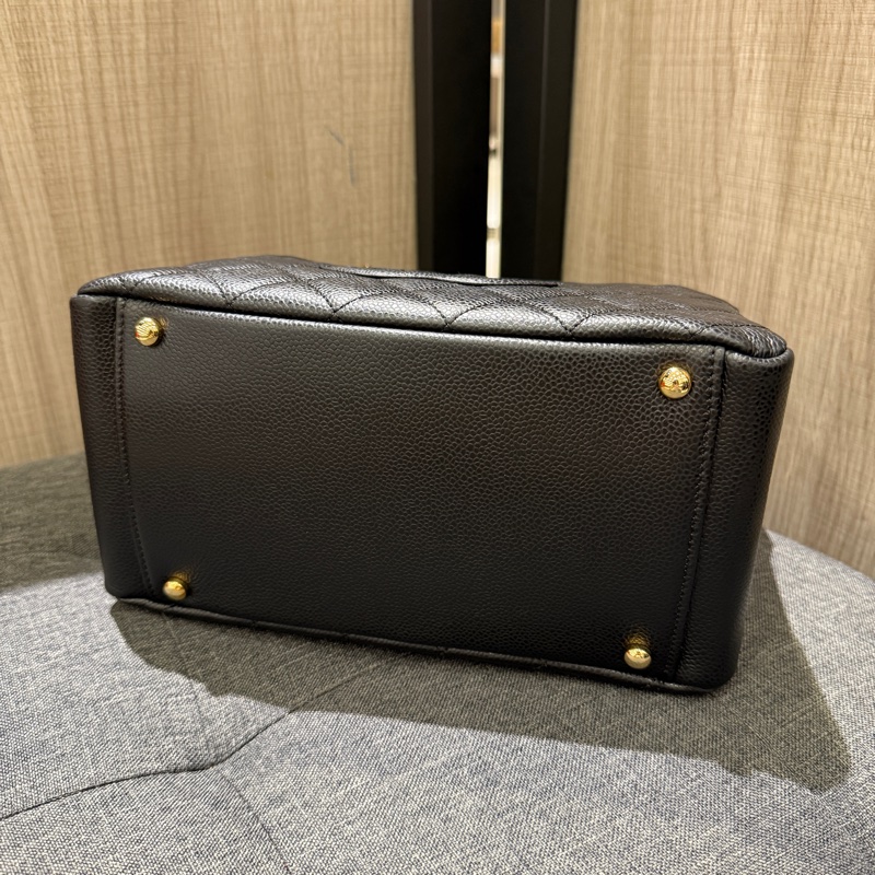 絕版極新 Chanel 黑色荔枝牛皮金鏈手提包 肩背包 豆腐包-5