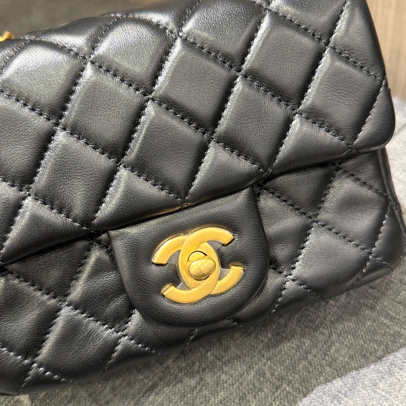 晶片款Chanel mini coco 17cm 黑羊金球 方胖子 AS1786-4
