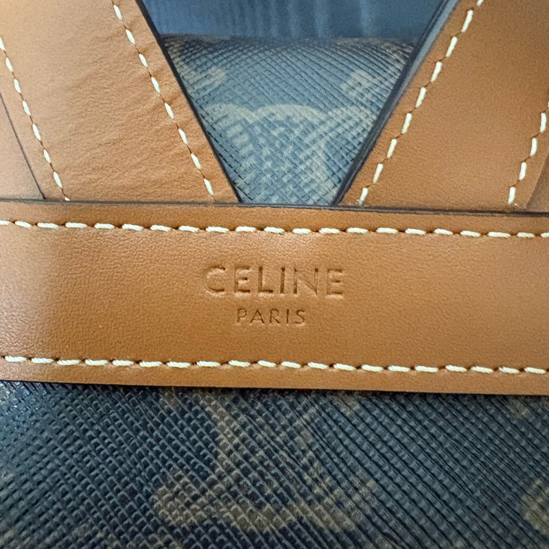 Celine 小牛皮 Folco Mini 迷你小背包 tan-8