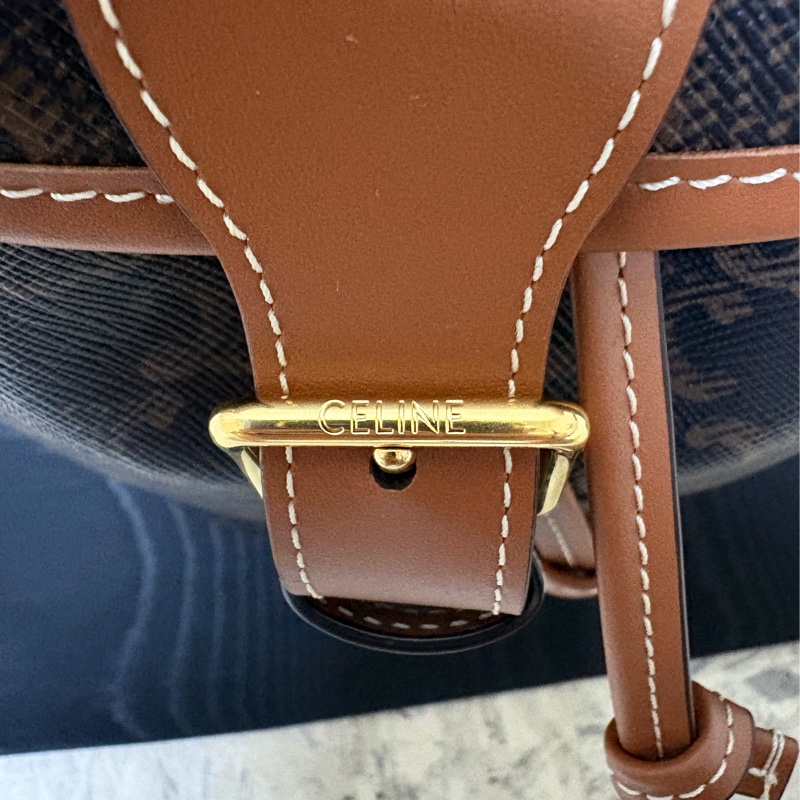 Celine 小牛皮 Folco Mini 迷你小背包 tan-12