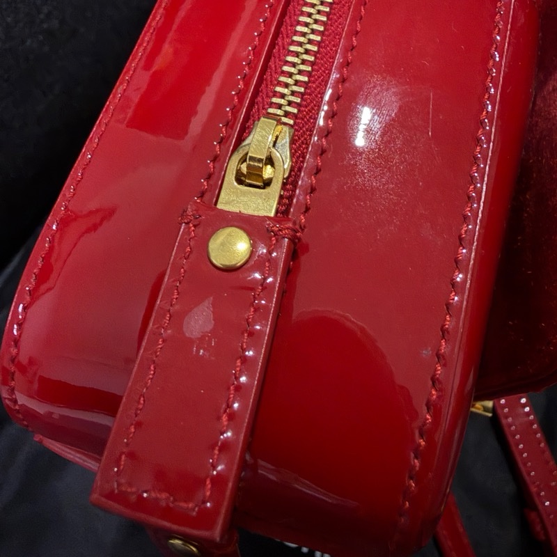 正品 SAINT LAURENT 紅 漆皮 VICKY 肩背包 斜背包 方胖子-20
