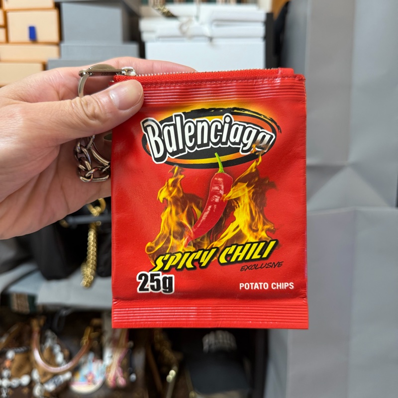 Balenciaga 紅色起司鑰匙錢包-0