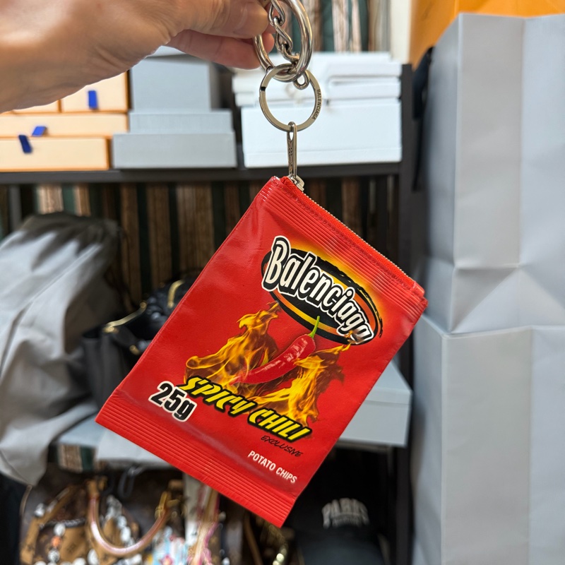 Balenciaga 紅色起司鑰匙錢包-7